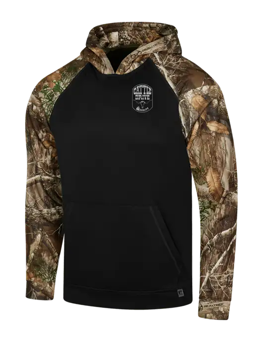Merritt Trailers Russell Outdoors Black/Realtree Edge Camo Colorbock Performance Hoodie w/Cattle Drive Logo