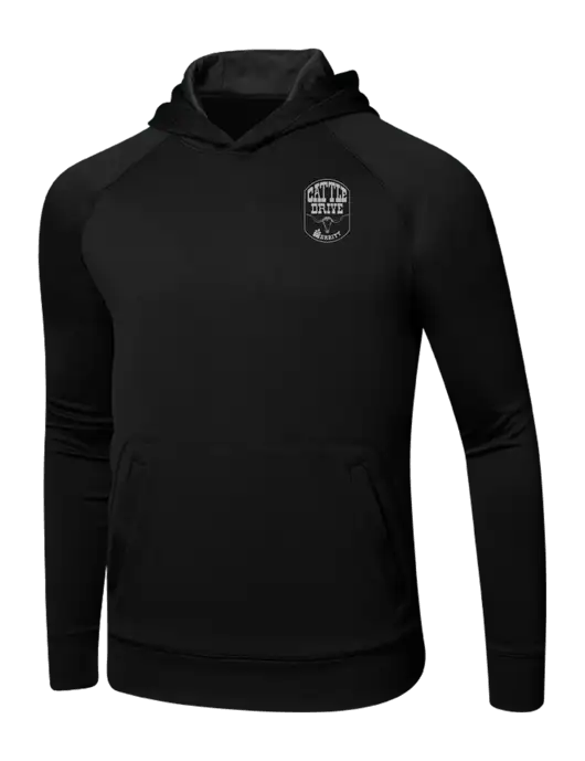 Merritt Trailers Tech Black Fleece Hooded Sweatshirt w/Cattle Drive Logo