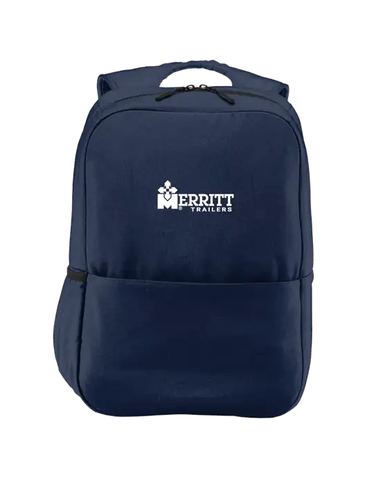 Merritt Trailers Access Square Laptop River Blue Navy Backpack w/Merritt Trailers Logo