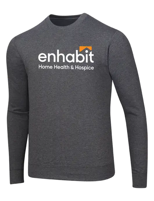 Enhabit Dark Heather Grey 7.8 oz Ring Spun Crew Sweatshirt w/Enhabit Logo