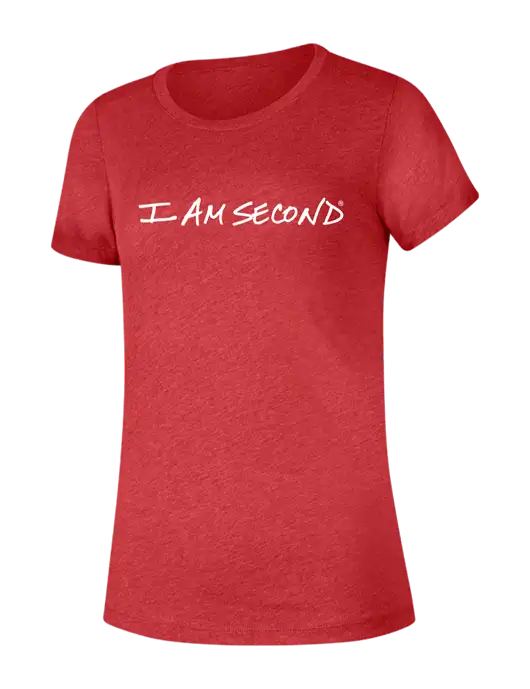I Am Second BELLA+CANVAS ® Womens Red Triblend Short Sleeve Tee w/I Am Second Logo