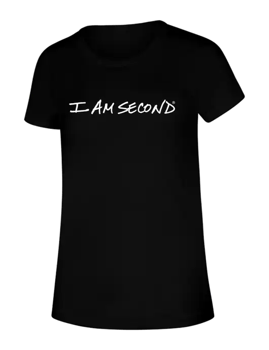 I Am Second BELLA+CANVAS ® Womens Solid Black Triblend Short Sleeve Tee w/I Am Second Logo