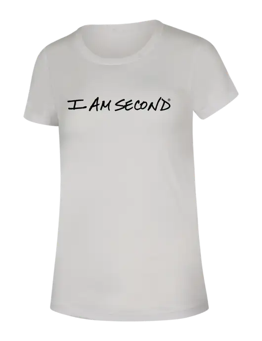 I Am Second BELLA+CANVAS ® Womens White Triblend Short Sleeve Tee w/I Am Second Logo