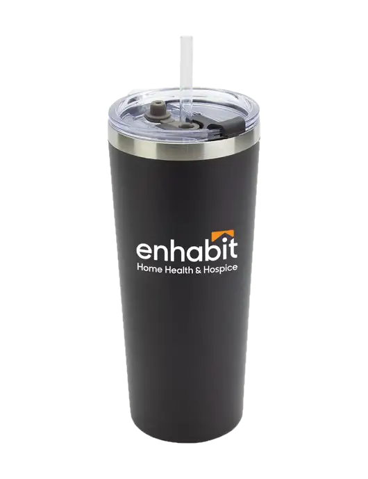 Enhabit Brighton Black 20 oz Insulated Tumbler & Straw w/Enhabit Logo
