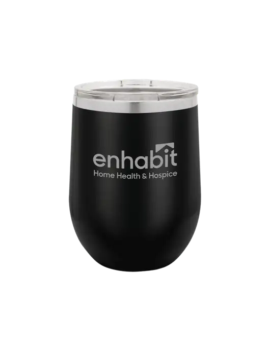 Enhabit Polar Camel 12 oz Powder Coated Black Vacuum Insulated Stemless Wine Tumbler w/Enhabit Logo