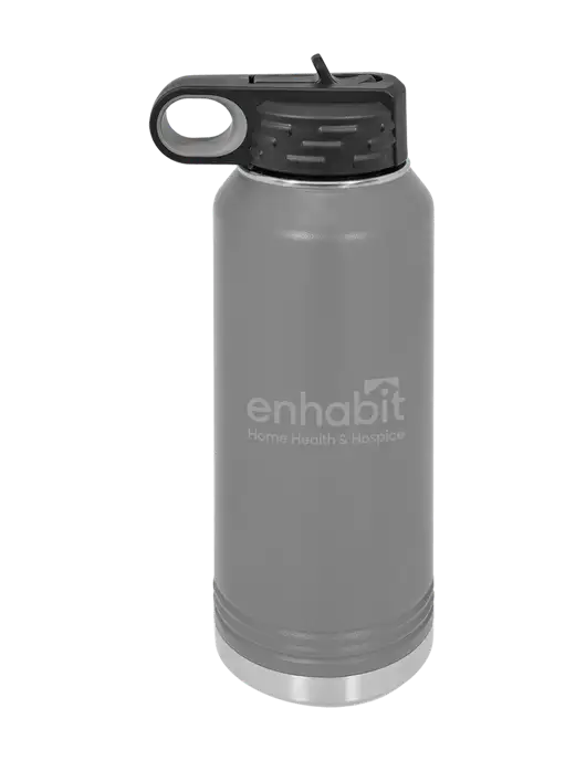 Enhabit Polar Camel 32 oz Powder Coated Grey Vacuum Insulated Water Bottle w/Enhabit Logo