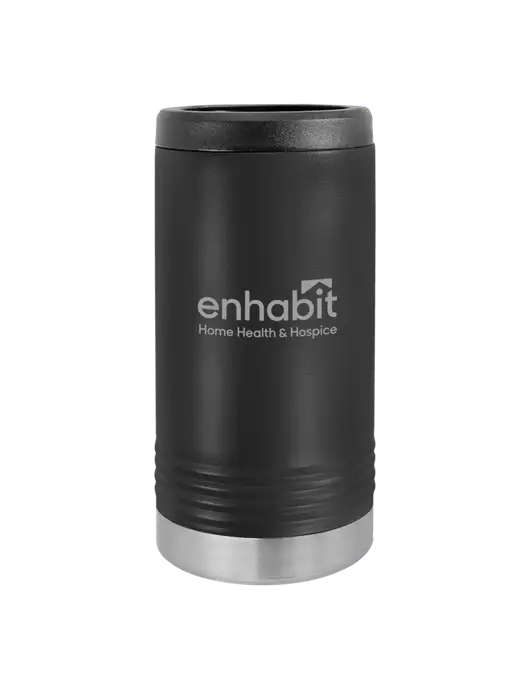 Enhabit Polar Camel Powder Coated Black Vacuum Insulated Slim Beverage Holder w/Enhabit Logo