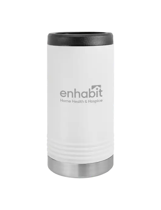 Enhabit Polar Camel Powder Coated White Vacuum Insulated Slim Beverage Holder w/Enhabit Logo