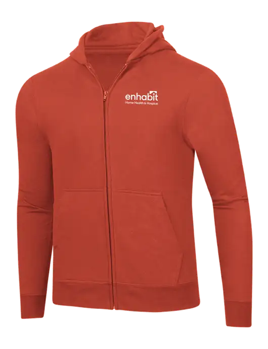 Enhabit Orange 8.5 oz Ring Spun Zip Hooded Sweatshirt w/Enhabit Logo