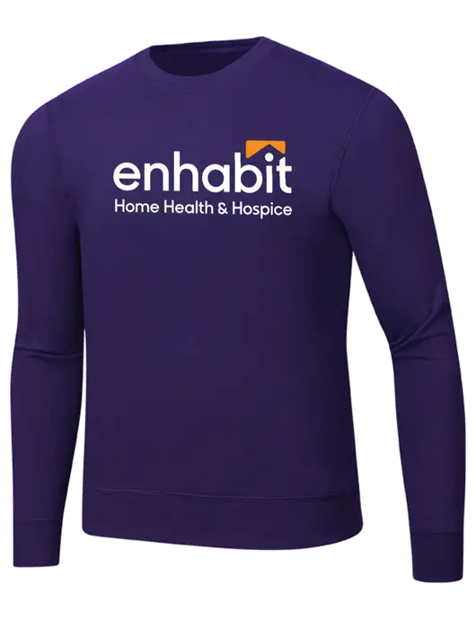 Enhabit Purple 9 oz 50/50 Cotton/Poly Ring Spun Crew Sweatshirt w/Enhabit Logo