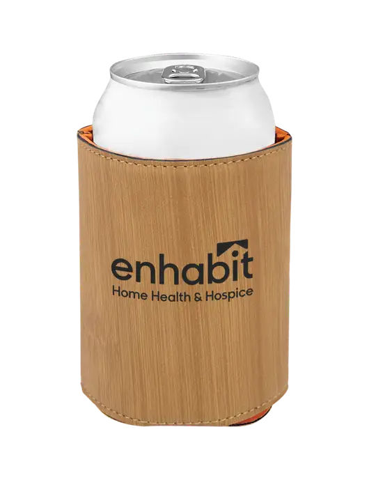 Enhabit Bamboo Leatherette Beverage Holder w/Enhabit Logo