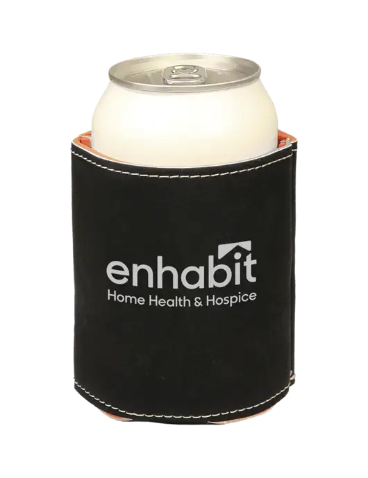 Enhabit Black Leatherette Beverage Holder w/Enhabit Logo