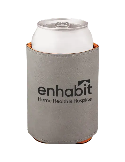 Enhabit Grey Leatherette Beverage Holder w/Enhabit Logo