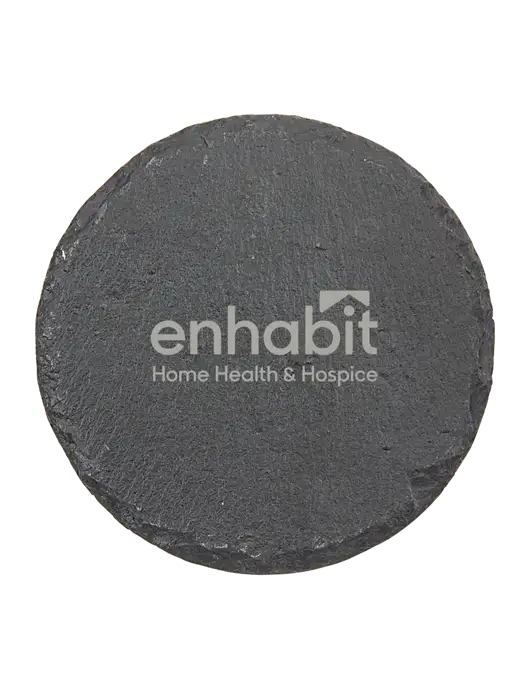 Enhabit Round Slate Coaster w/Enhabit Logo