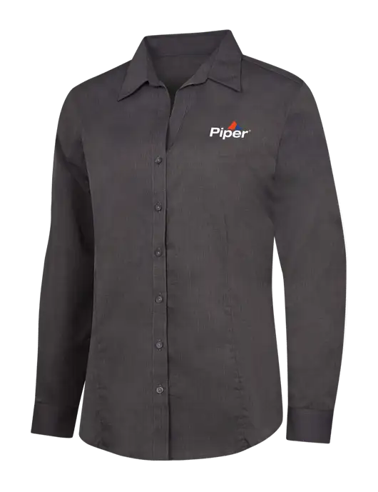 Piper Womens Soft Black Crosshatch Easy Care Shirt w/Piper Logo