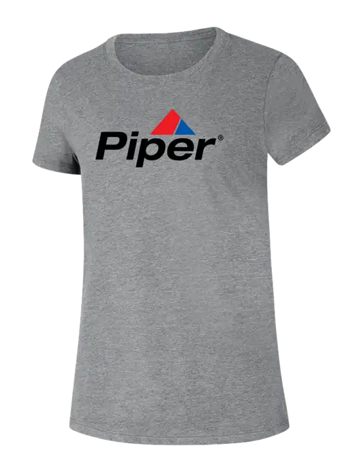 Piper Womens Ring Spun Light Grey Heather 4.5 oz T-Shirt w/Piper Logo