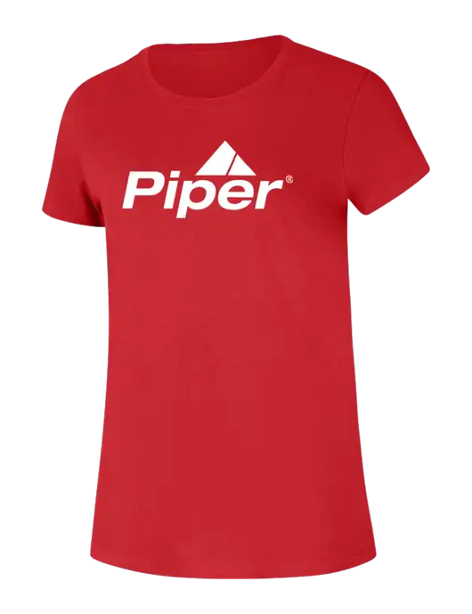 Piper Womens Ring Spun Bright Red 4.5 oz T-Shirt w/Piper Logo