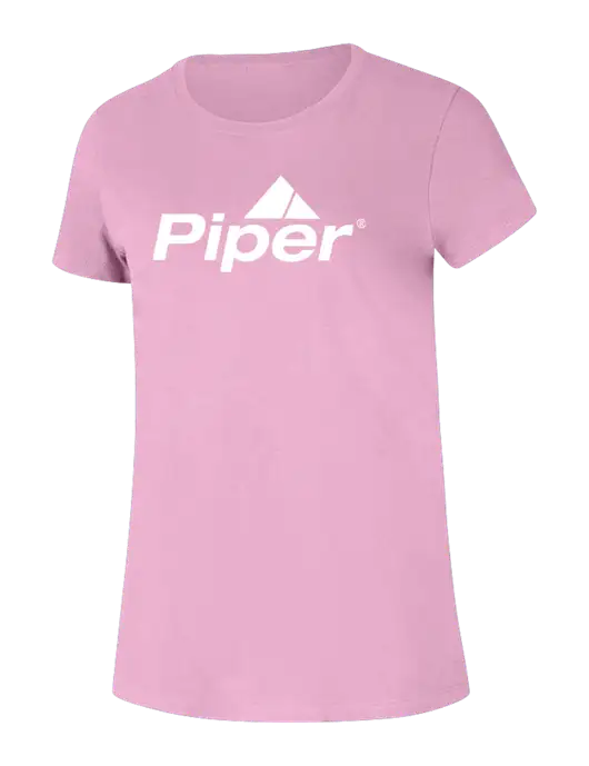 Piper Womens Ring Spun Candy Pink 4.5 oz T-Shirt w/Piper Logo