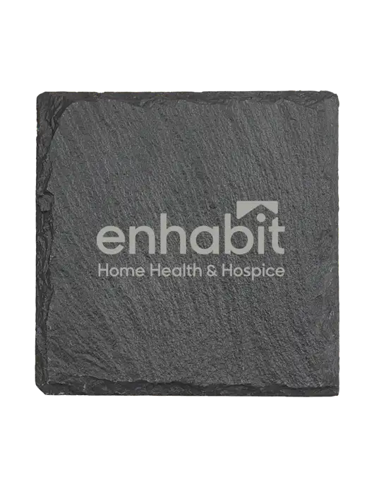 Enhabit Square Slate Coaster, 4 x 4 w/Enhabit Logo