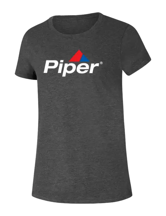 Piper Womens Ring Spun Dark Heather Grey 4.5 oz T-Shirt w/Piper Logo