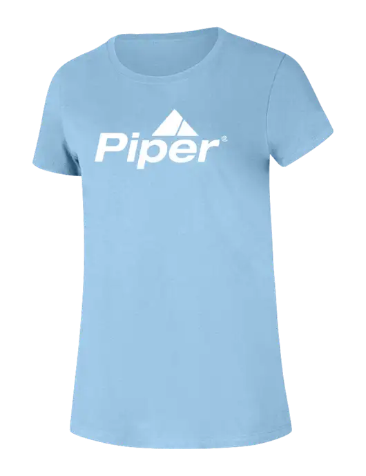 Piper Womens Ring Spun Light Blue 4.5 oz T-Shirt w/Piper Logo