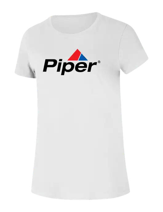 Piper Womens Ring Spun White 4.5 oz T-Shirt w/Piper Logo