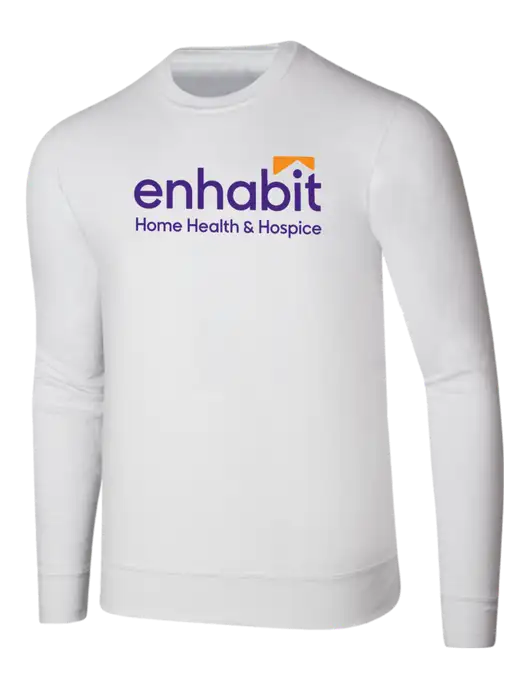 Enhabit White 7.8 oz Ring Spun Crew Sweatshirt w/Enhabit Logo