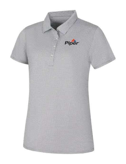 Piper Light Grey/White Womens Gingham Polo w/Piper Logo