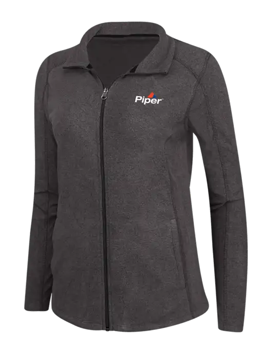 Piper Charcoal Womens Heather Microfleece Full-Zip Jacket w/Piper Logo