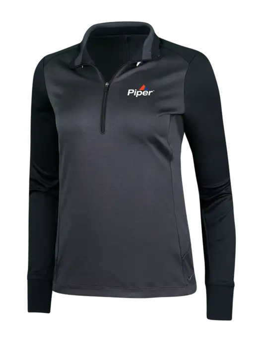 Piper NIKE Anthracite Heather/Black Womens Dry-Fit 1/2 Zip Cover-Up w/Piper Logo