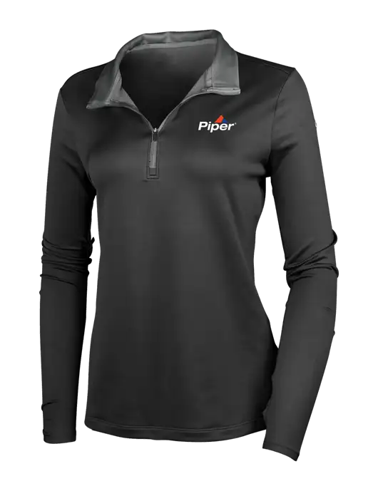 Piper NIKE Black/Dark Grey Womens Dry-Fit Stretch 1/2 Zip Cover-Up w/Piper Logo