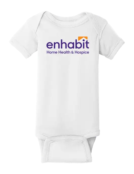 Enhabit Rabbit Skins White Infant Short Sleeve Baby Rib Bodysuit w/Enhabit Logo