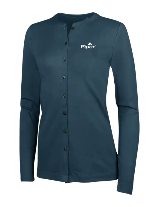 Piper Dress Blue Navy Womens Concept Stretch Button-Front Cardigan Sweater w/Piper Logo