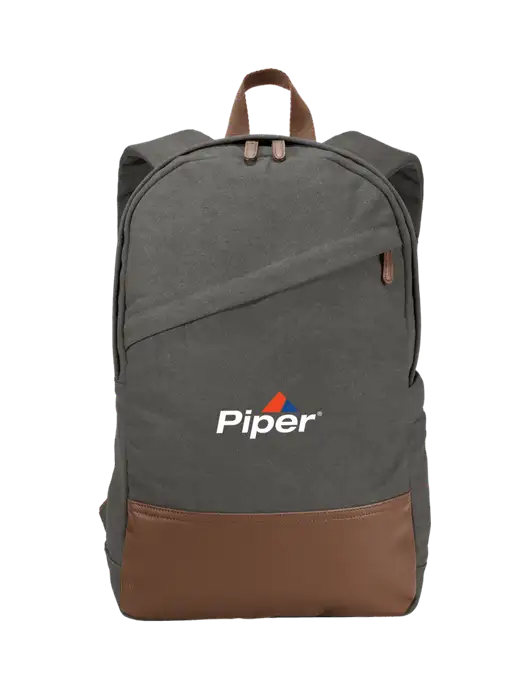 Piper Vintage Modern Grey Canvas 18" Laptop Backpack w/Piper Logo