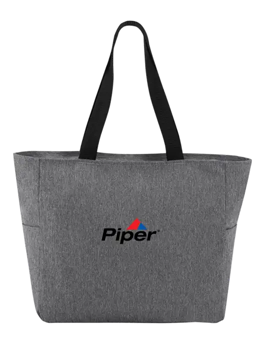 Piper Everyday Heather Grey Zip Tote  w/Piper Logo