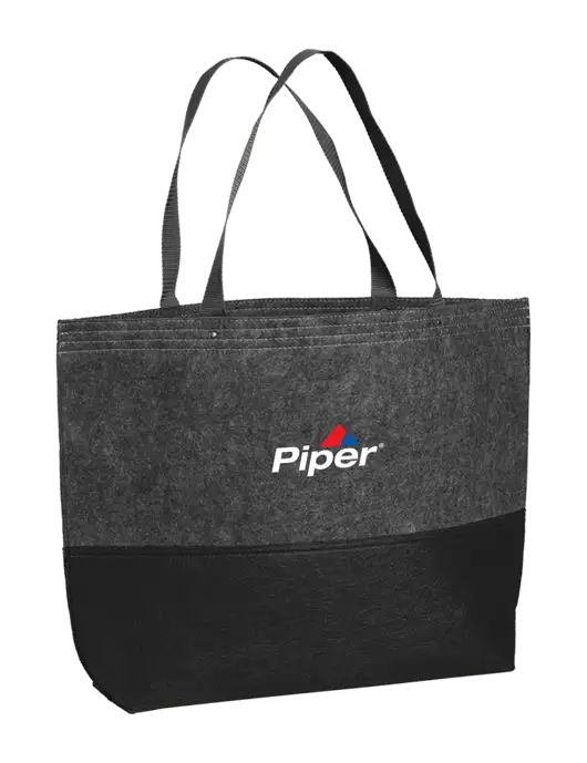 Piper Large Felt Black/Felt Charcoal Tote w/Piper Logo