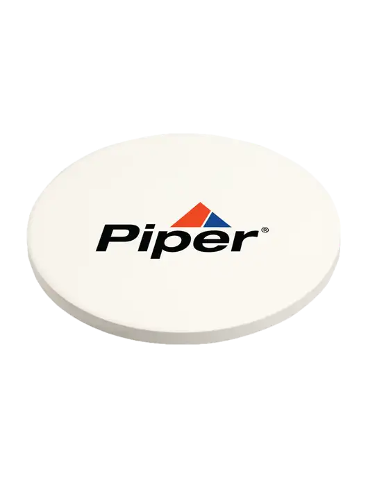 Piper Absorbent White Coaster with Cork Base w/Piper Logo
