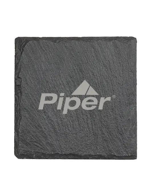 Piper Square Slate Coaster, 4 x 4 w/Piper Logo