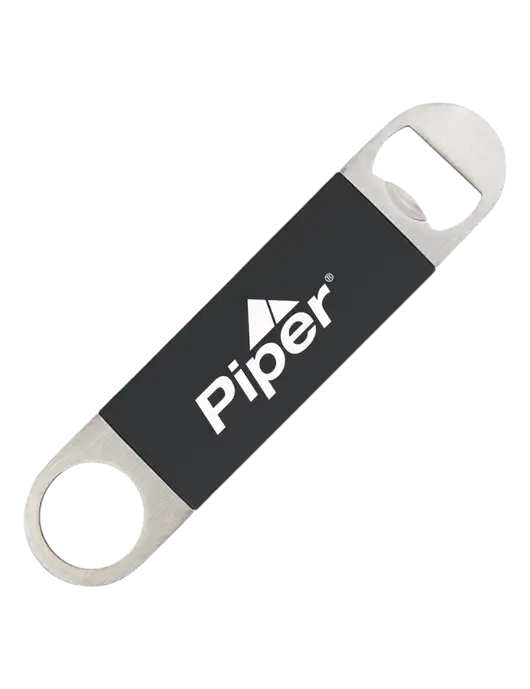 Piper Black Bottle Opener with Silicone Grip w/Piper Logo