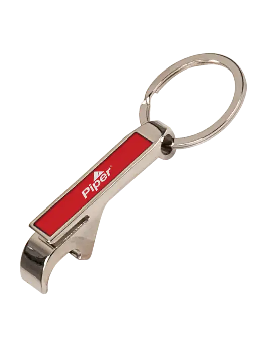 Piper Red Bottle Opener Keychain w/Piper Logo