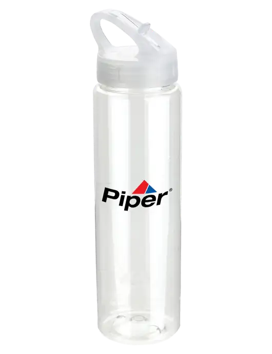 Piper Buddy Clear 32 oz PET Bottle with Flip Lid w/Piper Logo