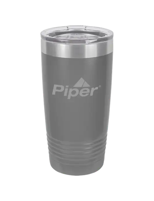 Piper Polar Camel 20 oz Powder Coated Grey Vacuum Insulated Tumbler w/Piper Logo