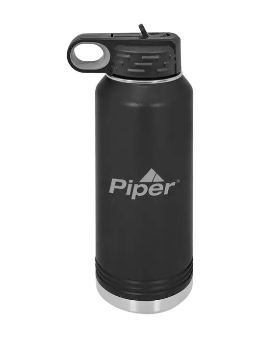 Piper Polar Camel 32 oz Powder Coated Black Vacuum Insulated Water Bottle w/Piper Logo