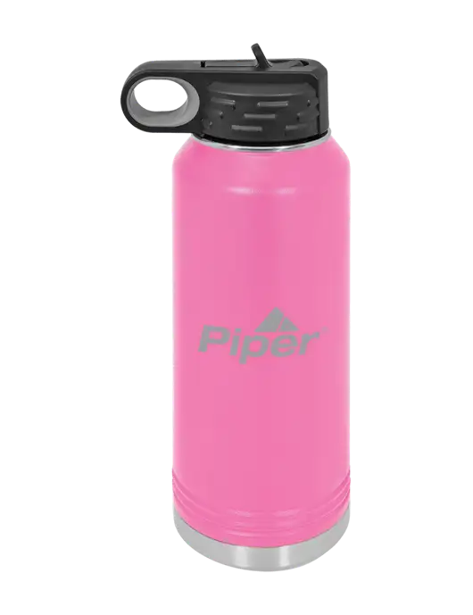 Piper Polar Camel 32 oz Powder Coated Pink Vacuum Insulated Water Bottle w/Piper Logo