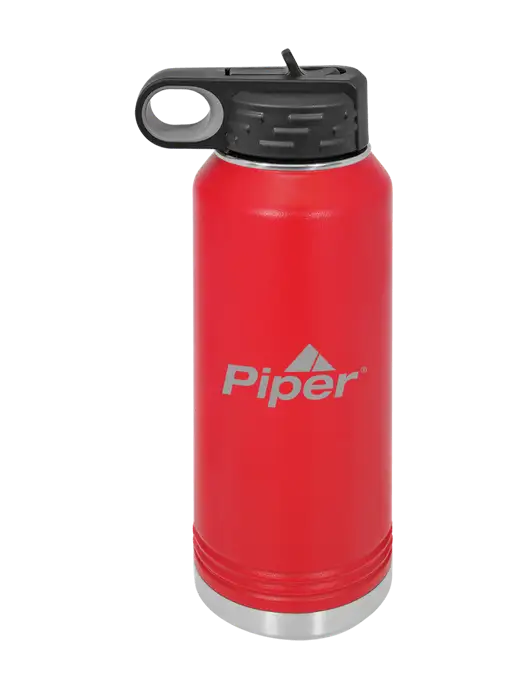 Piper Polar Camel 32 oz Powder Coated Red Vacuum Insulated Water Bottle w/Piper Logo