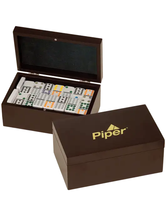 Piper Rosewood Double Twelves 91 Piece Dominos Set w/Piper Logo