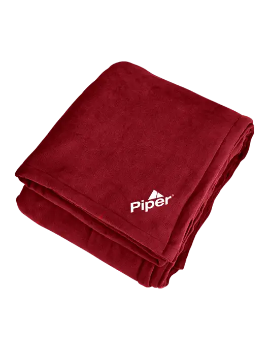 Piper Mountain Lodge Red Rhubarb Blanket w/Piper Logo