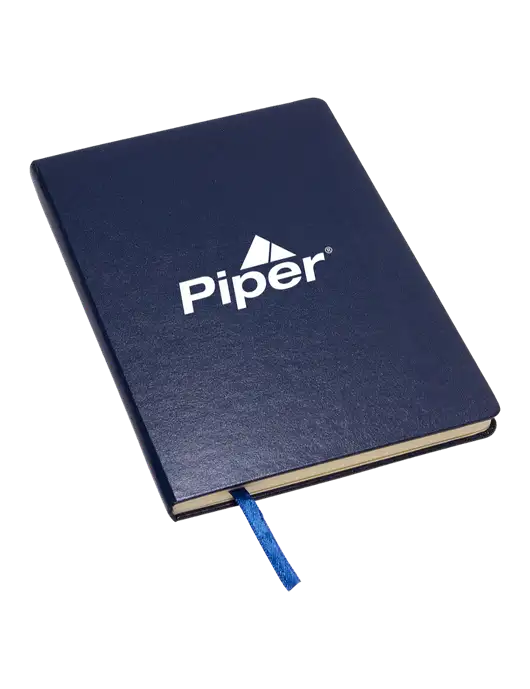 Piper Achieve Navy Hardcover Journal, 5.5 x 8.37 w/Piper Logo