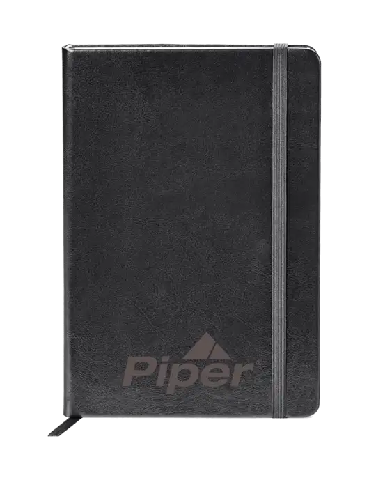 Piper Fabrizio Black Hard Cover 5.75 x 8.3 Journal w/Piper Logo