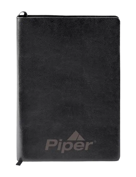 Piper Fabrizio Black Soft Cover 5.75 x 8.125 Journal w/Piper Logo